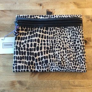 NEW Vintage Stephanie Johnson Brown Leopard Print Makeup Bag